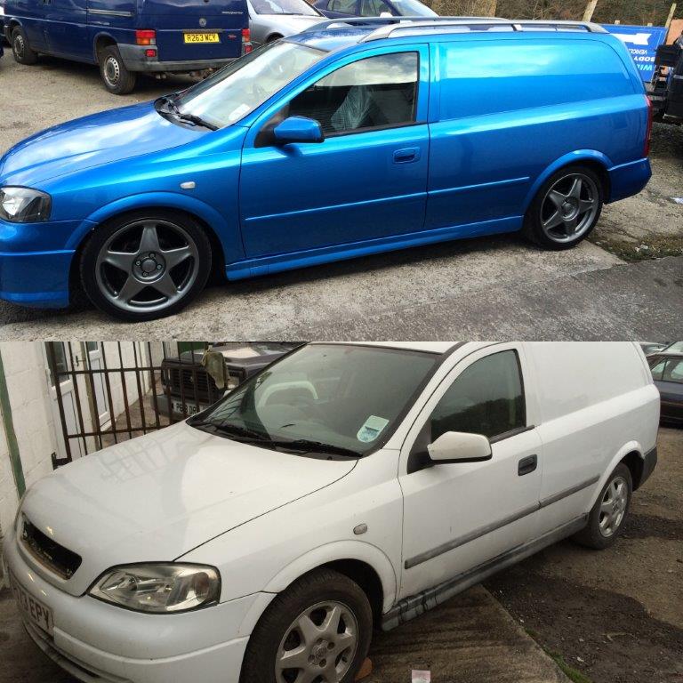 Before and after: Vauxhall Astra van in metallic blue