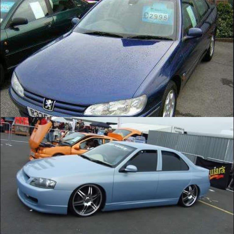 Before and after: two cars brought back to a clean, even finish