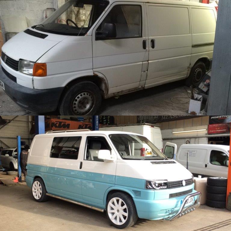 Before and after: VW van in a two-tone respray