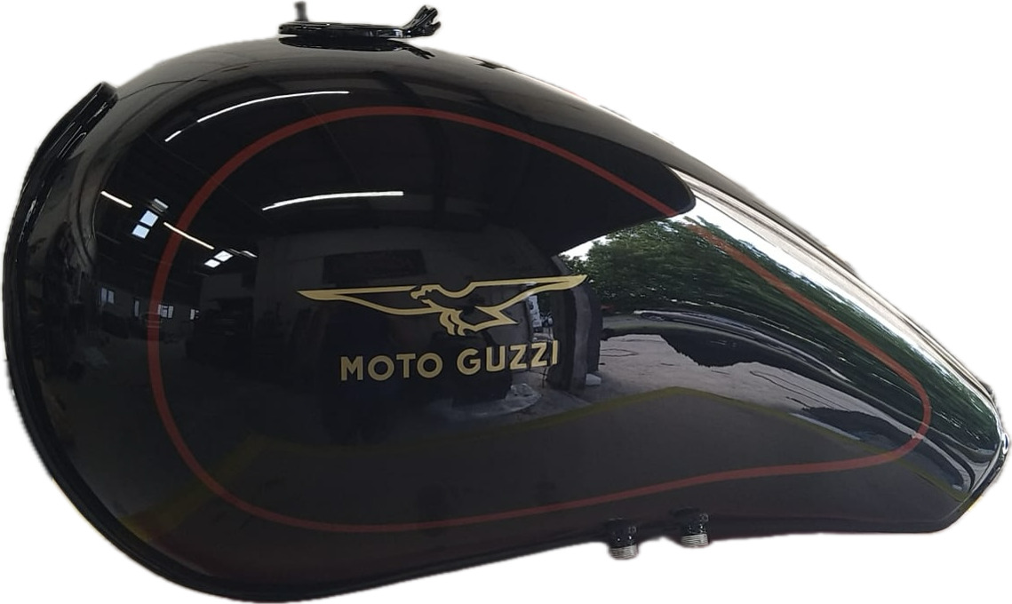 Moto Guzzi tank, other side, finished in gloss black